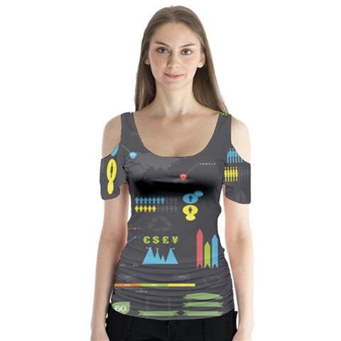 Graphic Table Symbol Vector Chart Butterfly Sleeve Cutout Tee  by Nexatart