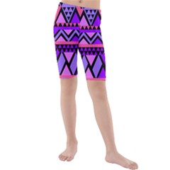 Seamless Purple Pink Pattern Kids  Mid Length Swim Shorts