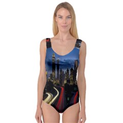 Building And Red And Yellow Light Road Time Lapse Princess Tank Leotard  by Nexatart