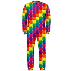 Rainbow 3d Cubes Red Orange Onepiece Jumpsuit (men)  by Nexatart