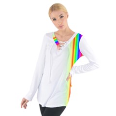 Rainbow Side Background Women s Tie Up Tee