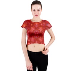 Geometric Line Art Background Crew Neck Crop Top