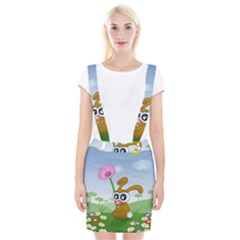 Easter Spring Flowers Happy Suspender Skirt