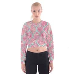 Moroccan Flower Mosaic Women s Cropped Sweatshirt