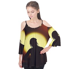 Silhouette Woman Meditation Flutter Tees