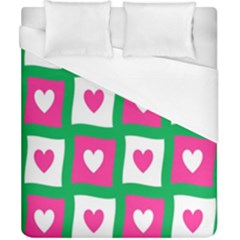 Pink Hearts Valentine Love Checks Duvet Cover (california King Size)