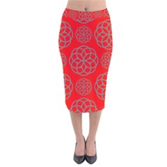 Geometric Circles Seamless Pattern Velvet Midi Pencil Skirt