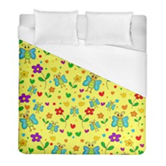 Cute Butterflies And Flowers - Yellow Duvet Cover (full/ Double Size)