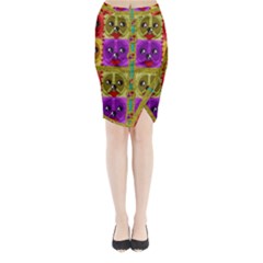 Peace Dogs Midi Wrap Pencil Skirt