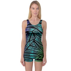 Abstract Background Rainbow Metal One Piece Boyleg Swimsuit by Nexatart