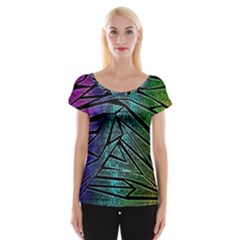 Abstract Background Rainbow Metal Women s Cap Sleeve Top by Nexatart