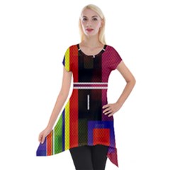 Abstract Art Geometric Background Short Sleeve Side Drop Tunic by Nexatart