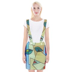 Abstract Art Face Suspender Skirt