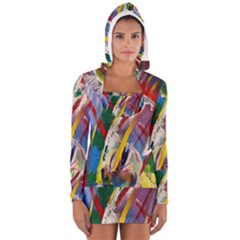 Abstract Art Art Artwork Colorful Women s Long Sleeve Hooded T-shirt by Nexatart