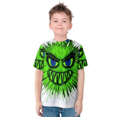 Monster Green Evil Common Kids  Cotton Tee by Nexatart