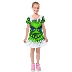 Monster Green Evil Common Kids  Short Sleeve Velvet Dress