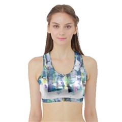 Background Color Circle Pattern Sports Bra With Border