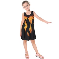 Heart Love Flame Girl Sexy Pose Kids  Sleeveless Dress by Nexatart