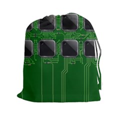 Green Circuit Board Pattern Drawstring Pouches (xxl) by Nexatart