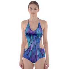 Blue Bird Feather Cut-out One Piece Swimsuit by Brittlevirginclothing