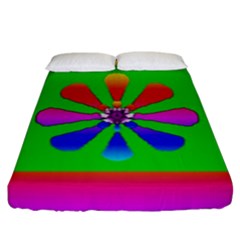 Flower Mosaic Fitted Sheet (king Size) by pepitasart