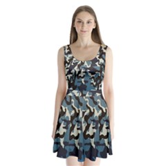 Blue Water Camouflage Split Back Mini Dress  by Nexatart