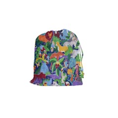 Animated Safari Animals Background Drawstring Pouches (small)  by Nexatart