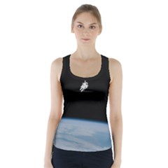 Astronaut Floating Above The Blue Planet Racer Back Sports Top