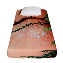 Background Stone Wall Pink Tree Fitted Sheet (single Size) by Nexatart