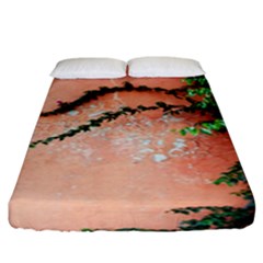 Background Stone Wall Pink Tree Fitted Sheet (king Size) by Nexatart