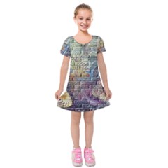 Brick Of Walls With Color Patterns Kids  Short Sleeve Velvet Dress by Nexatart