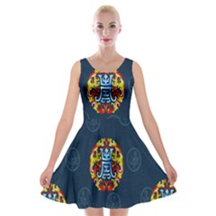 China Wind Dragon Velvet Skater Dress