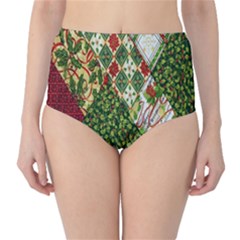 Christmas Quilt Background High-waist Bikini Bottoms by Nexatart