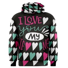  I Love You My Valentine / Our Two Hearts Pattern (black) Men s Pullover Hoodie