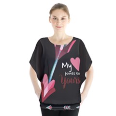 My Heart Points To Yours / Pink And Blue Cupid s Arrows (black) Blouse