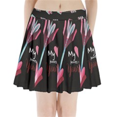 My Heart Points To Yours / Pink And Blue Cupid s Arrows (black) Pleated Mini Skirt