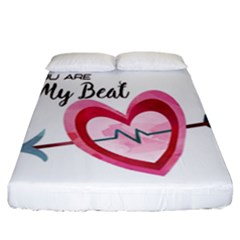 You Are My Beat / Pink And Teal Hearts Pattern (white)  Fitted Sheet (california King Size)