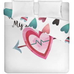 You Are My Beat / Pink And Teal Hearts Pattern (white)  Duvet Cover Double Side (king Size)