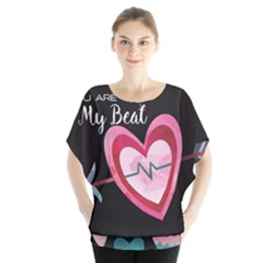 You Are My Beat / Pink And Teal Hearts Pattern (black)  Blouse