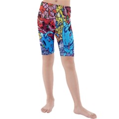 Colorful Graffiti Art Kids  Mid Length Swim Shorts by Nexatart