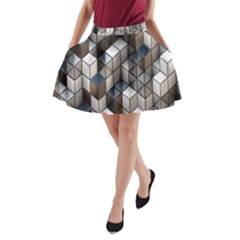 Cube Design Background Modern A-line Pocket Skirt