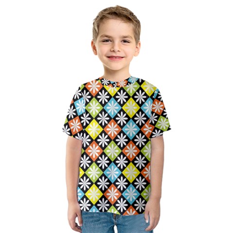 Diamonds Argyle Pattern Kids  Sport Mesh Tee by Nexatart