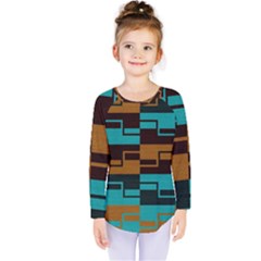 Fabric Textile Texture Gold Aqua Kids  Long Sleeve Tee