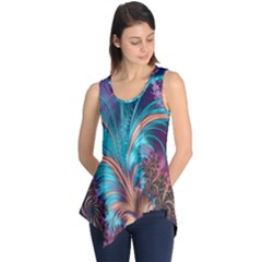 Feather Fractal Artistic Design Sleeveless Tunic