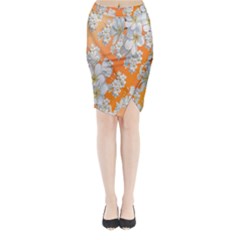 Flowers Background Backdrop Floral Midi Wrap Pencil Skirt by Nexatart