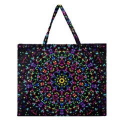 Fractal Texture Zipper Large Tote Bag