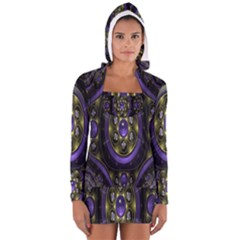 Fractal Sparkling Purple Abstract Women s Long Sleeve Hooded T-shirt by Nexatart