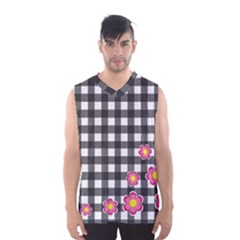 Floral Plaid Pattern Men s Basketball Tank Top by Valentinaart