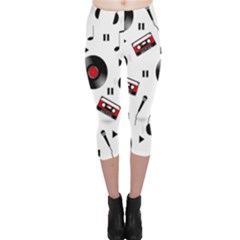 Music Pattern Capri Leggings  by Valentinaart