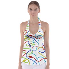 Colorful Audio Cables Babydoll Tankini Top by Valentinaart